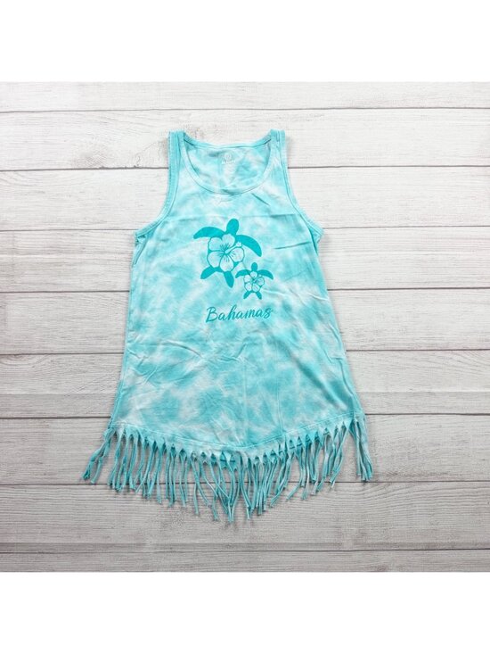 Other - JoAnns Fringe Hem Tie Dye Bahamas Swim Cover Up Tank Dress Girls 8